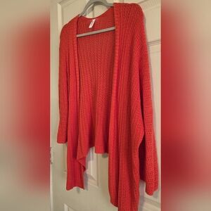 Dokotoo Women's Orange 3/4 Sleeve Open Front Knit Cardigan M / L